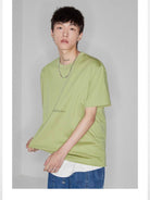 NANS Contrast Print Pima Cotton T Shirt in Green - On Model