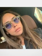 FUTURE UPDATE Round Acetate Sunglasses in Beige - On Female Model