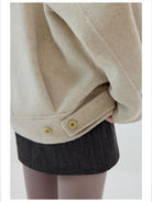 Simple Project High Neck Double Faced Wool Jacket in White - On Female Model