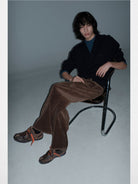 MasonPrince Mock Two Piece Wool Blend Sweater in Navy Blue - On Male Model