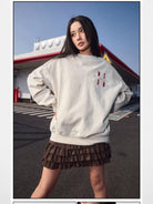 MEDM Cotton Blend Logo Crewneck in Gray