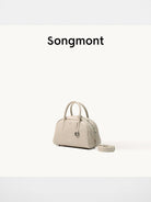 Songmont Leather Mini Bowling Bag in Cream