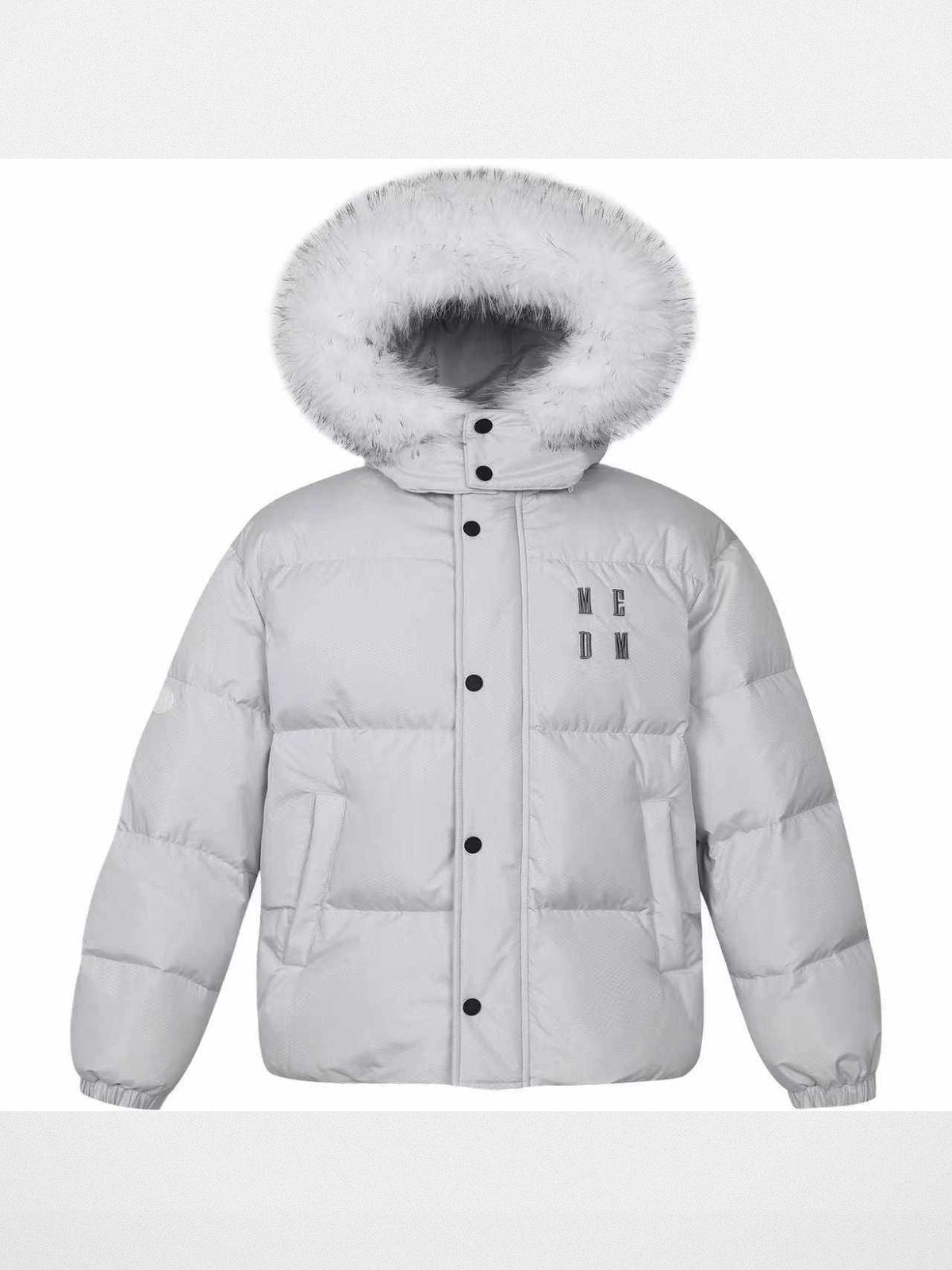 MEDM Detachable Hood Down Puffer in Silver