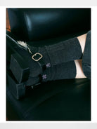 Simple Project Irregular Ribbed Crew Socks in Charcoal - Lifestyle