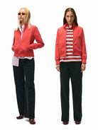 alright then Brushed Cotton Stand Collar Jacket in Red - On Female Model