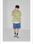 NANS Contrast Print Pima Cotton T Shirt in Green - On Model