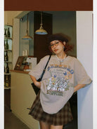 BeerBro Rabbit Graphic Oversized T Shirt in Gray - Lifestyle