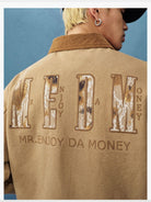 MEDM Lace Appliqu Detroit Jacket in Beige - On Male Model