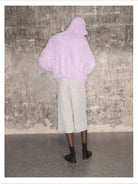 TRIANGLE PROJECT Faux Mink Zip Up Hooded Jacket in Lavender - On Model