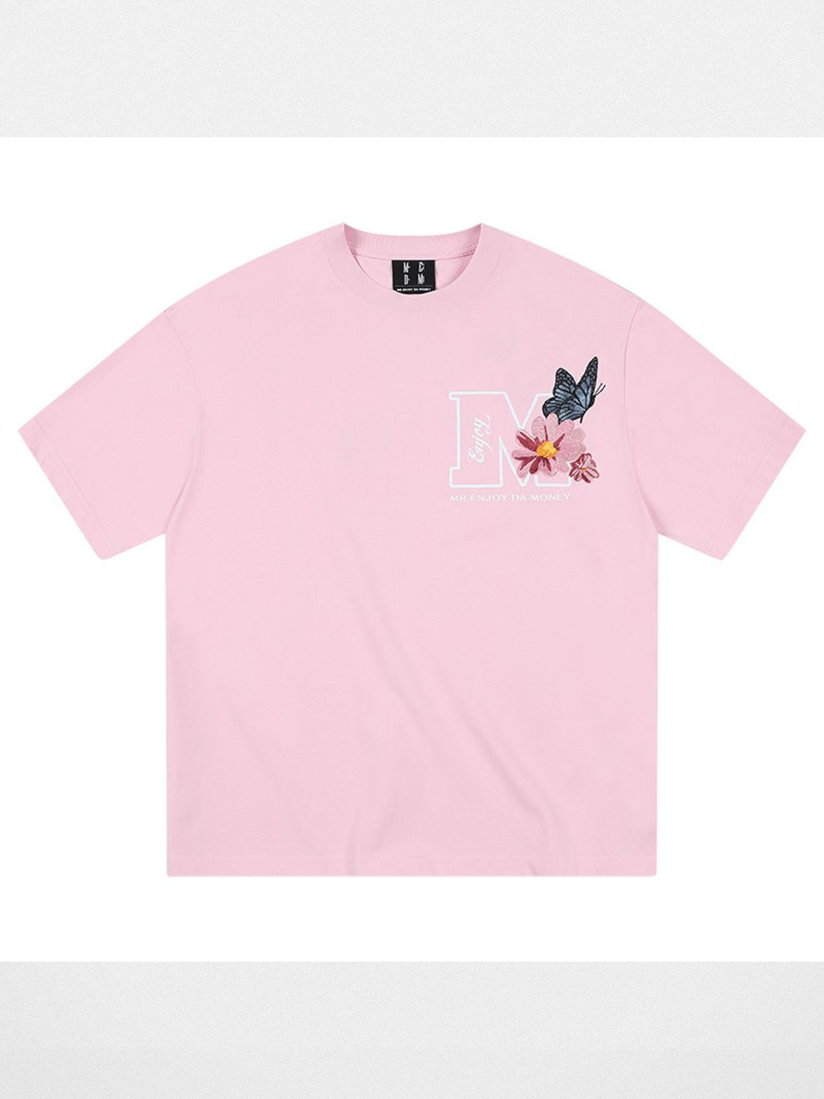 MEDM Butterfly Garden Cotton T Shirt in Pink