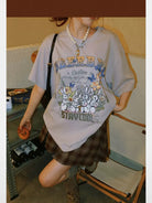 BeerBro Rabbit Graphic Oversized T Shirt in Gray - Lifestyle