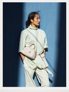 Songmont Leather Mini Bowling Bag in Cream - Lifestyle