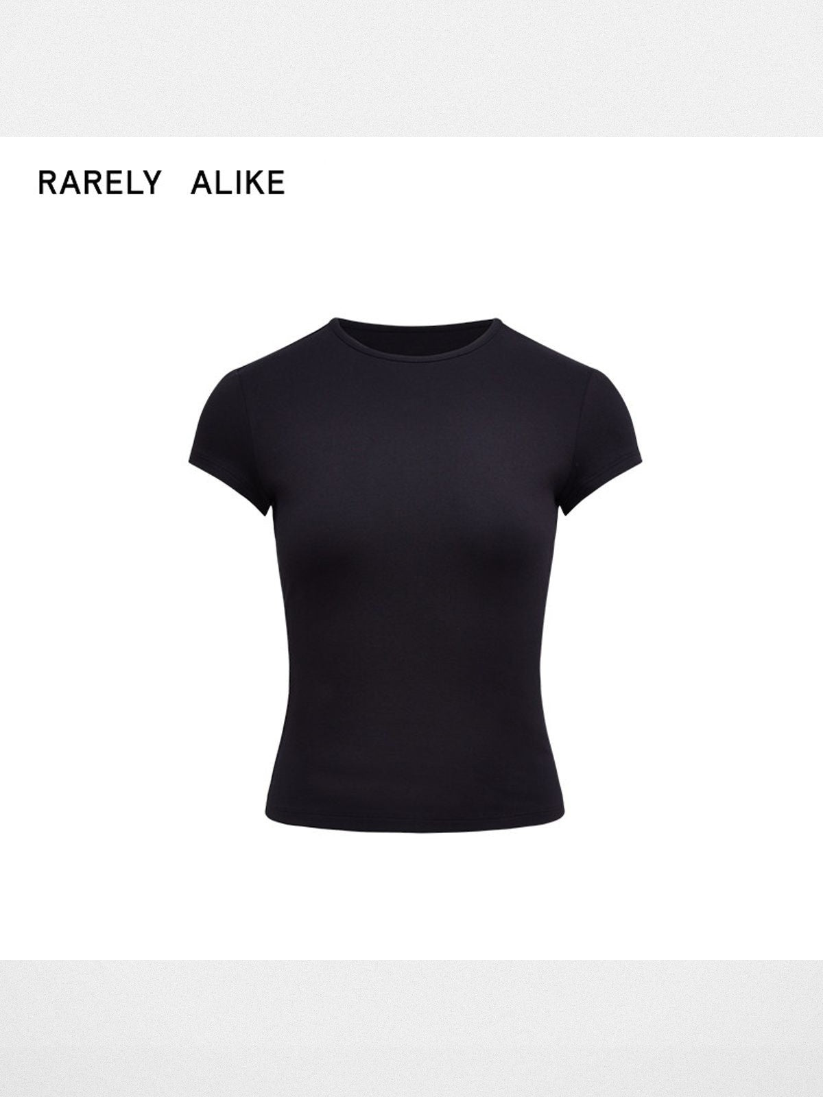 RARELY ALIKE Hourglass Cotton Crew Neck Tee in Black