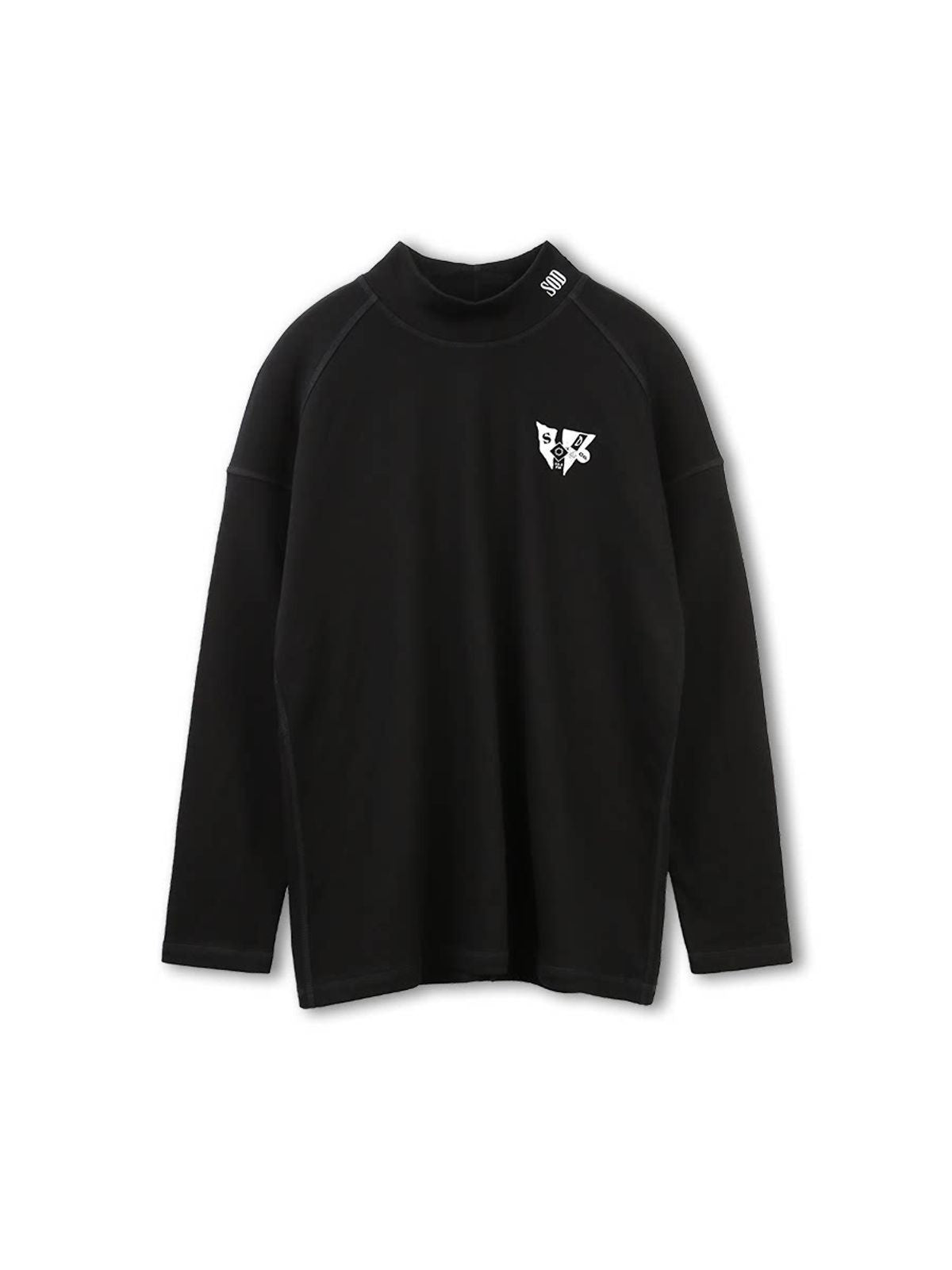 SOD Embroidered Mock Neck Top in Black