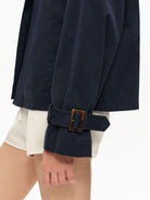 PUKI Short Trench Jacket with Bow Detail in Navy Blue - Detail
