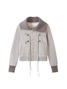 THELIGHT OFFICIAL Contrast Collar Heavyweight Jacket in Gray