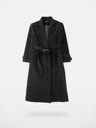 Y OFFICIAL Panelled Wool Belted Coat in Black