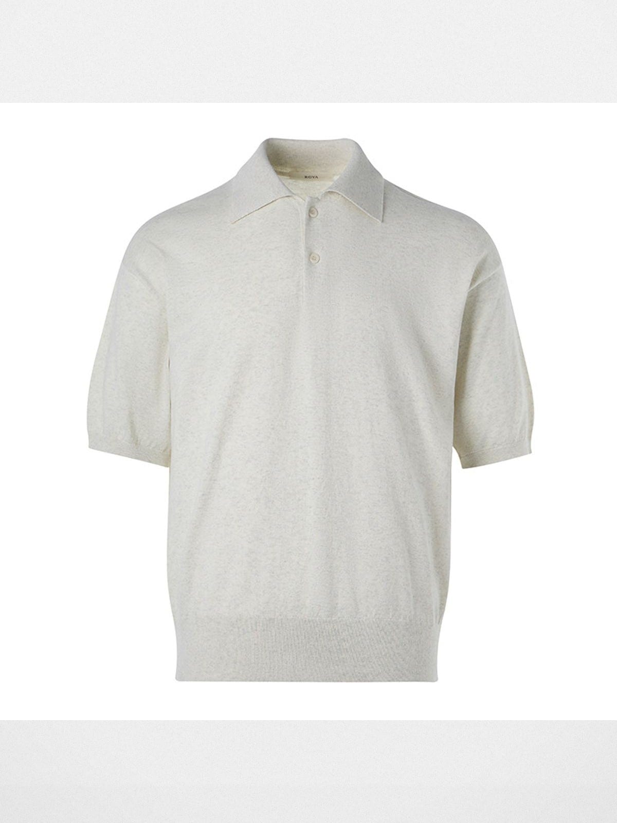 Roya Cotton Cashmere Knit Polo in White