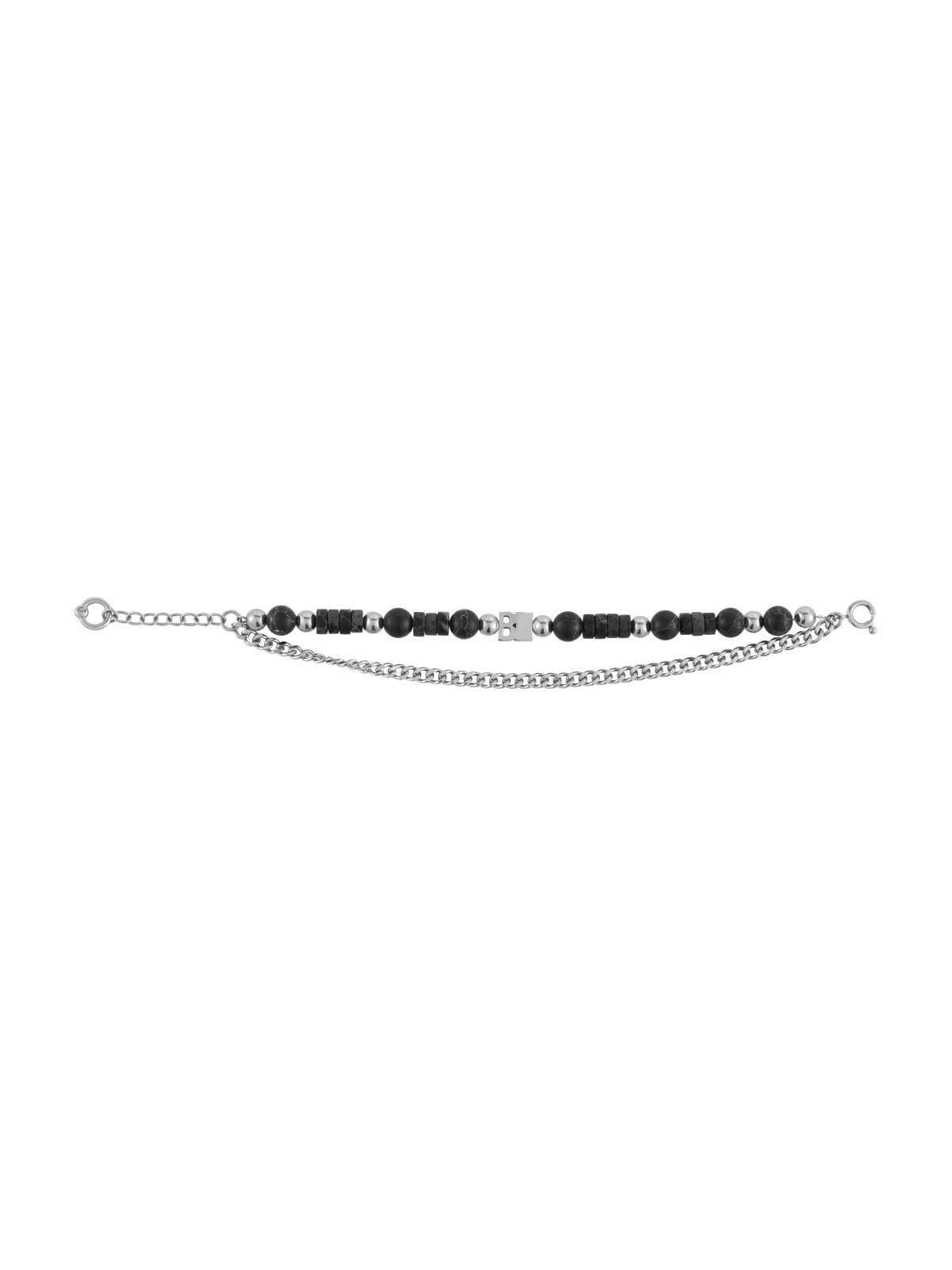 BLACKHEAD Logo Tag Stone Bead Chain Bracelet in Black