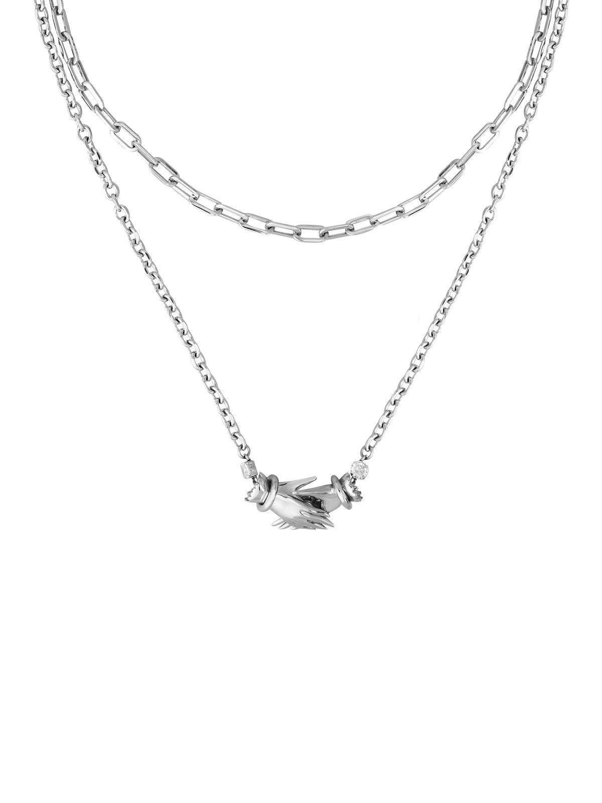 BLACKHEAD Double Layer Magnetic Hand Necklace in Silver