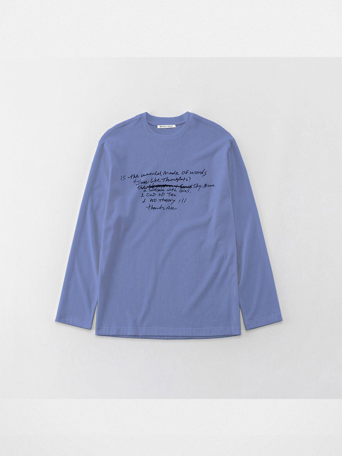 RandomPiece Letter Print Cotton T Shirt in Sky Blue
