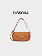 DISSONA Leather Crossbody Saddle Bag in Beige