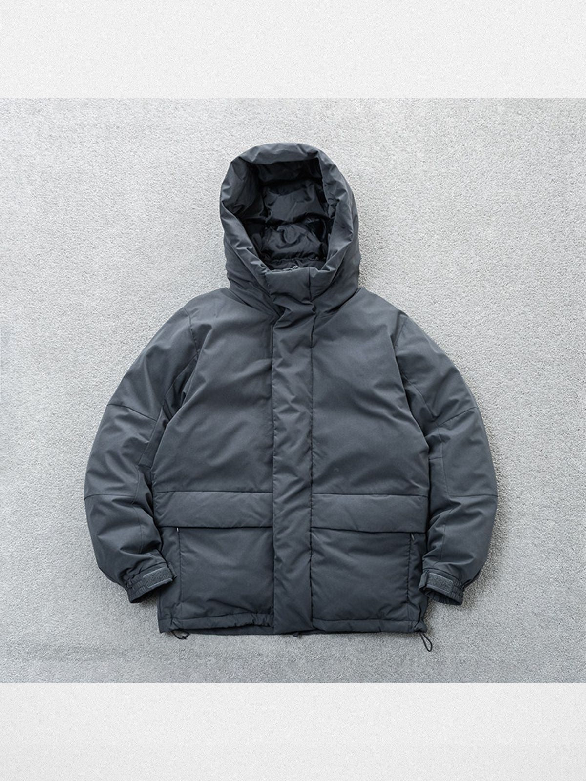 Soda Mid Length Hooded Down Puffer in Black