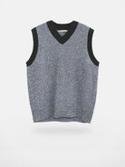 MASONPRINCE Contrast Trim V Neck Knit Vest in Gray