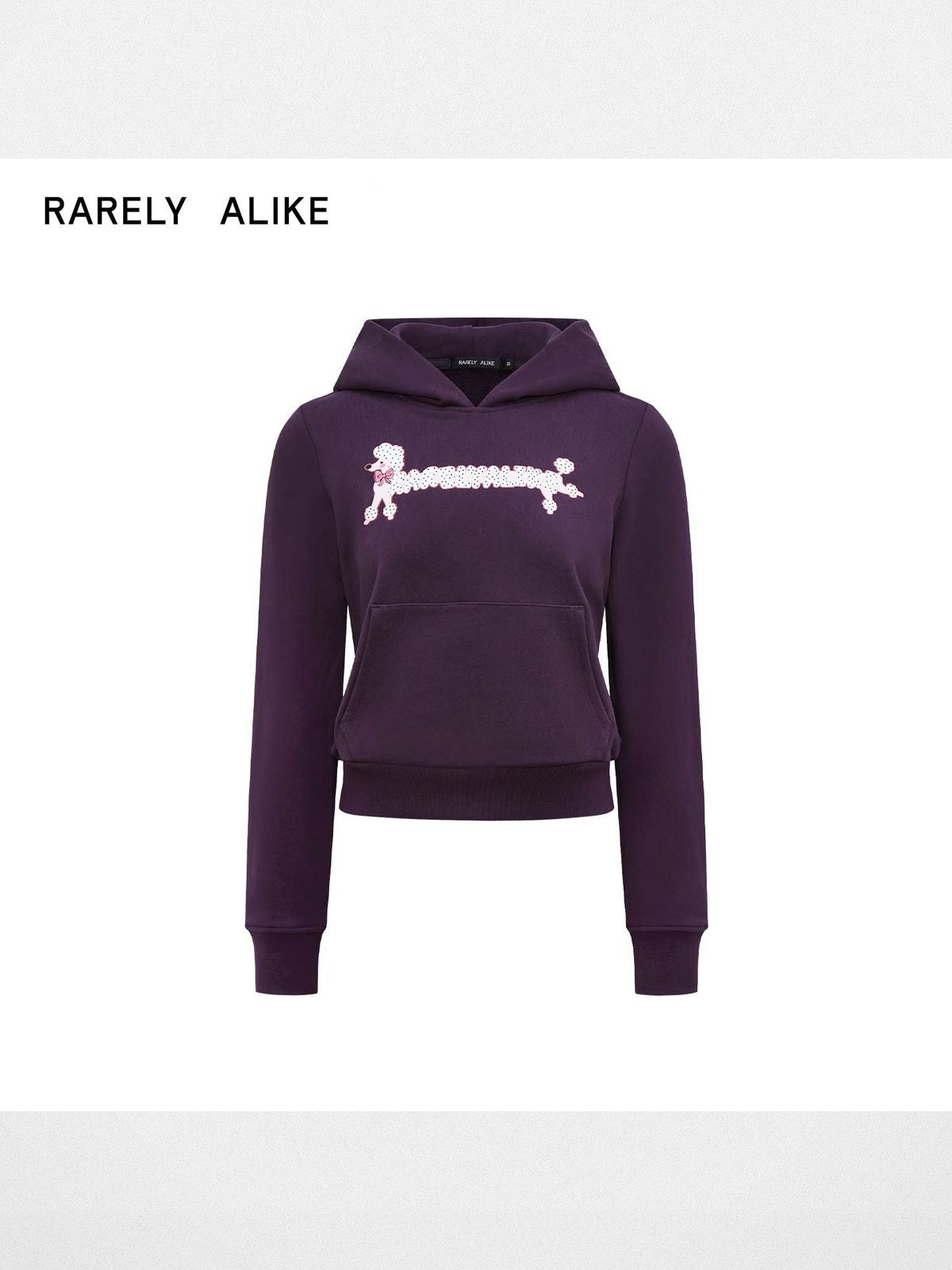 RARELY ALIKE Polka Dot Puppy Print Cropped Hoodie in Purple
