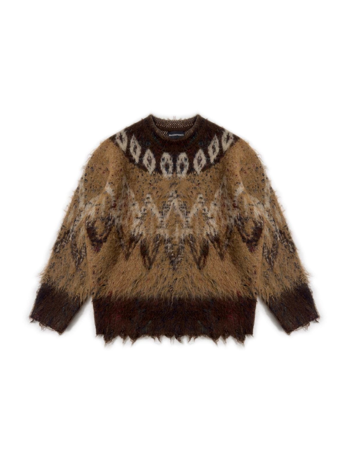 MasonPrince Distressed Snowflake Knit Sweater in Brown
