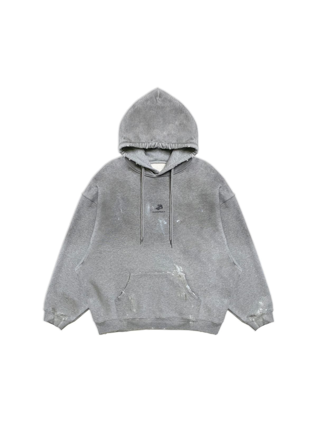 MasonPrince Distressed Paint Effect Hoodie in Gray