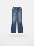 PUKI Contrast Stitch Straight Jeans in Blue
