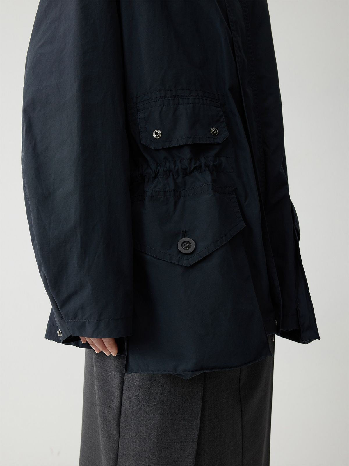 RandomPiece Cotton Nylon Utility Jacket in Navy Blue - Detail
