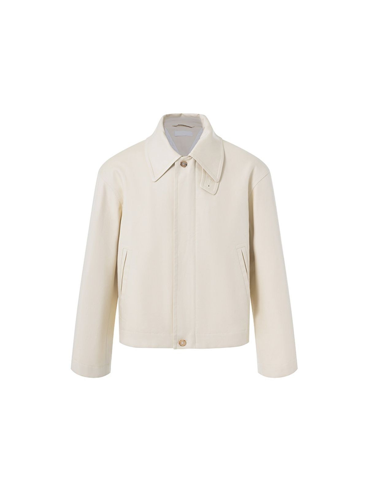 Roolrren Homme Curved Sleeve Padded Cotton Jacket in Cream