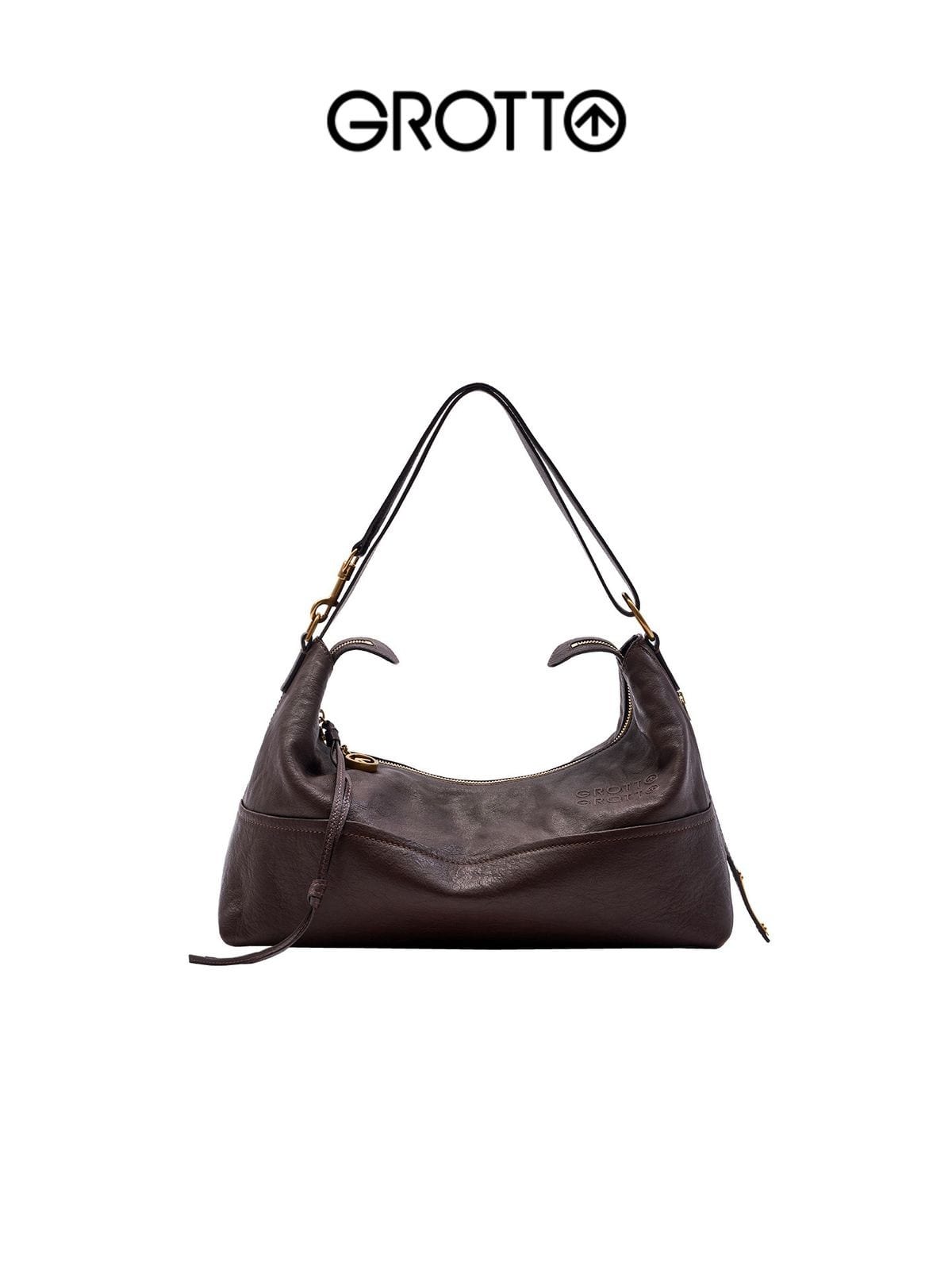 Grotto ArkHobo Calf Leather Shoulder Bag in Brown