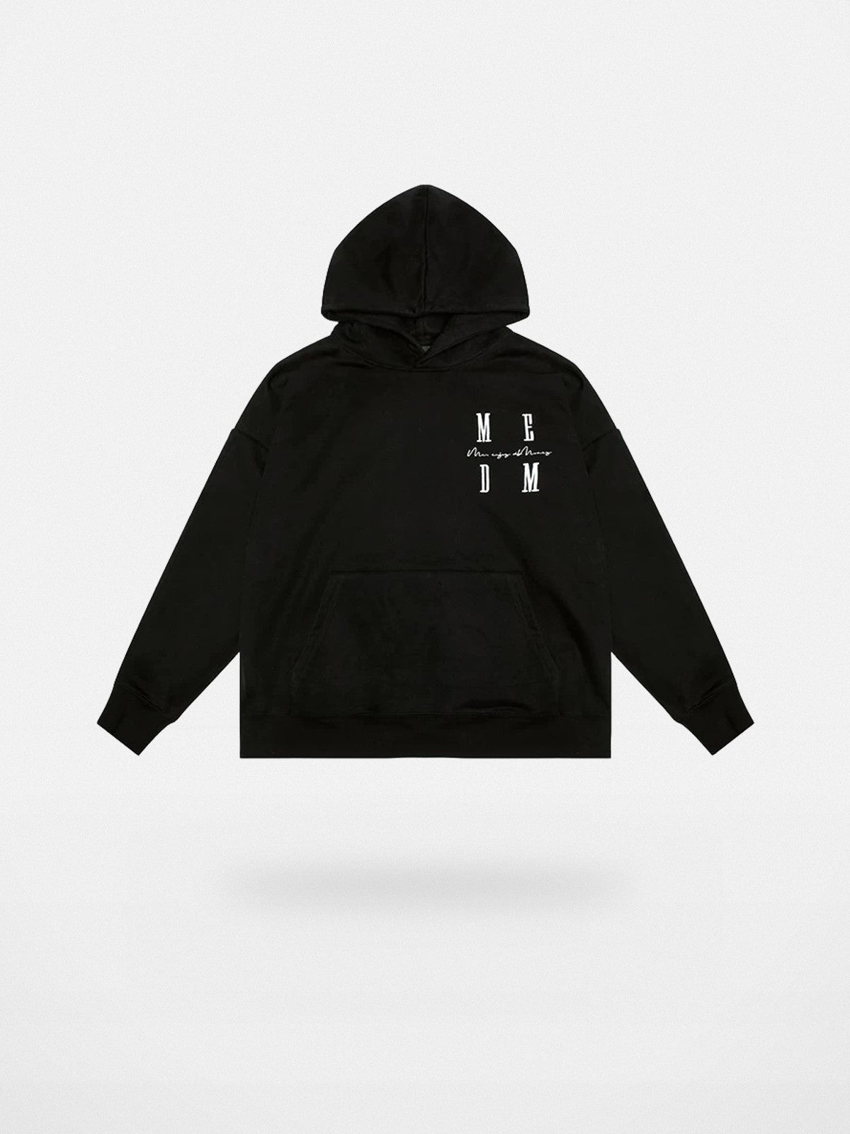 MEDM Embroidered Logo Hoodie in Black