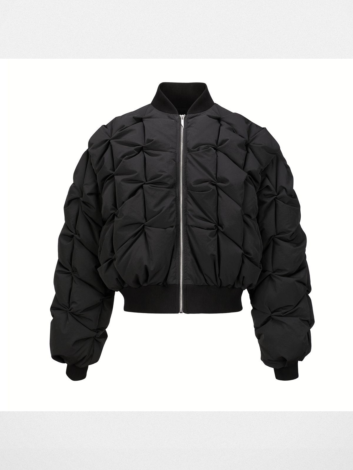 LOSTCTRL Crinkle Texture Down Bomber in Black