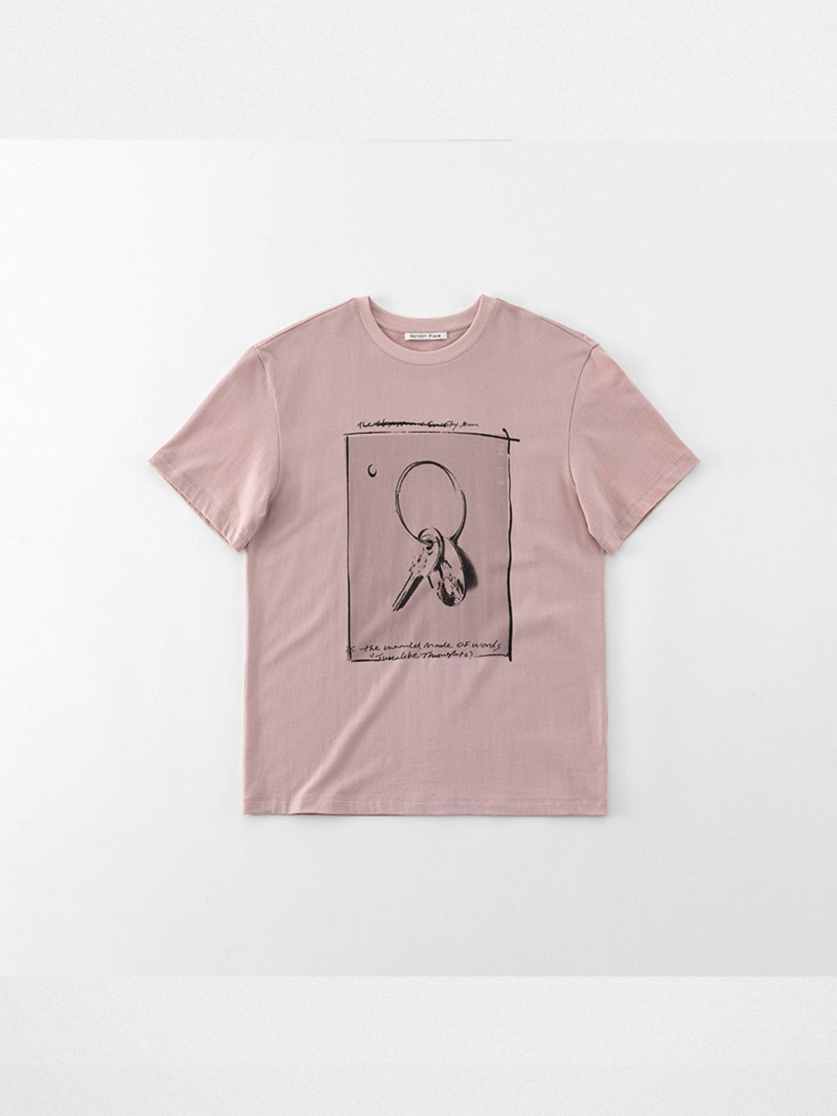 RandomPiece Key Print Cotton T Shirt in Pink