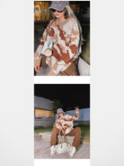 BeerBro Oversized Camo Knit Sweater in Brown