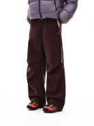 FPA Contrast Zip Straight Leg Trousers in Brown - On Model