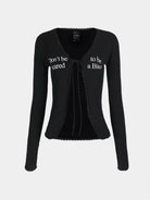 BADSEED Lace Trim Tie Front Cardigan in Black