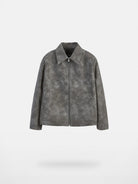 Y OFFICIAL Cropped Matte Faux Leather Jacket in Gray