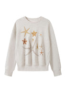 THELIGHT OFFICIAL Rhinestone Starfish Crew Neck Sweatshirt in Gray
