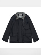 Simple Project Waxed Knit Collar Safari Jacket in Gray