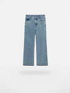 NANS Distressed 14oz Micro Flare Jeans in Denim
