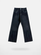 UNKNOWNWORLD Washed Waxed Wide Leg Jeans in Black