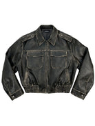UNKNOWNWORLD Distressed Padded Eco Leather Jacket in Black
