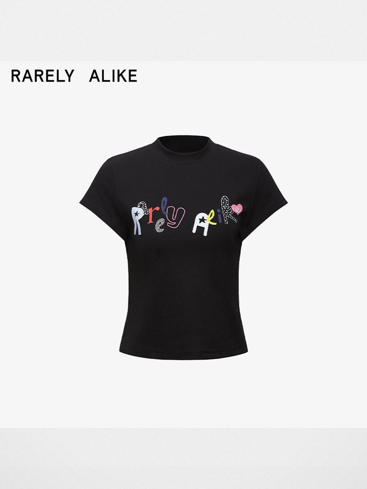 RARELY ALIKE Rhinestone Graphic T Shirt in Black