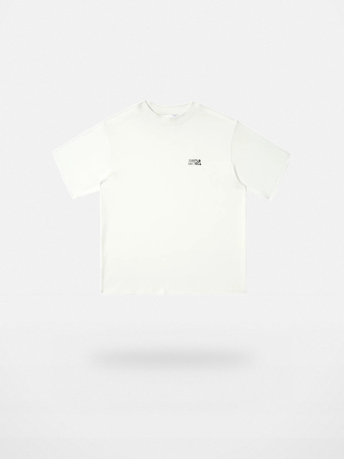Simple Project Inverted Logo High Crew Tee in White