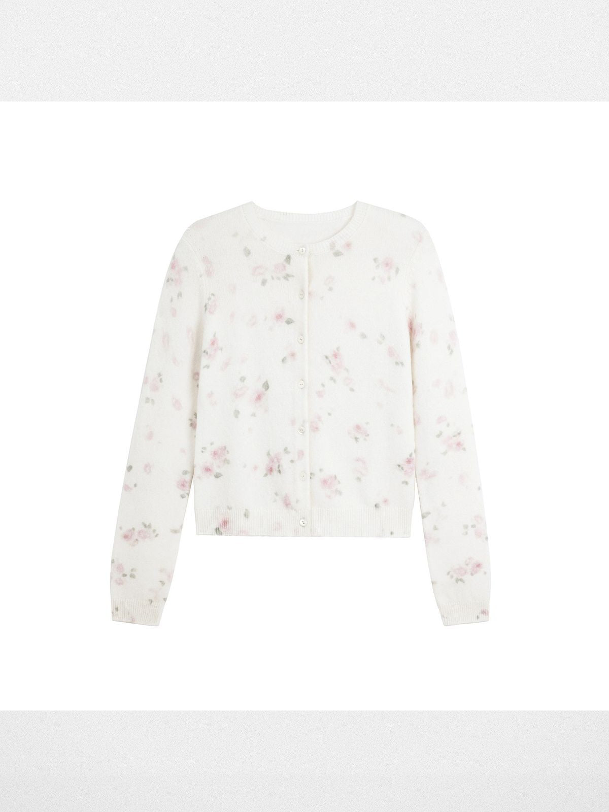 Alright then Watercolor Floral Wool Cardigan in White